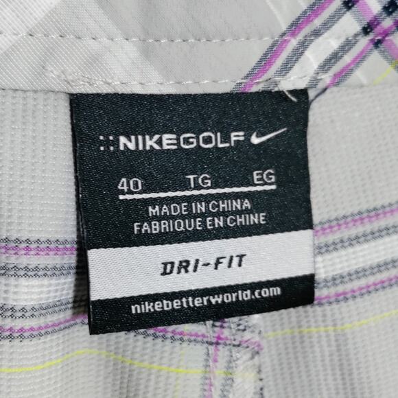Nike Golf Dri-Fit Shorts Men's 40 x 12" Plaid Performance Stretch Lightweight - Picture 8 of 15